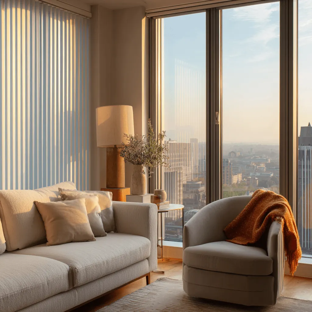 Motorized roller shades on tall Meridian-Kessler windows